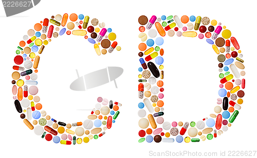 Image of Characters C and D made of colorful pills