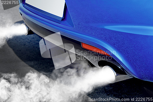 Image of pollution of environment from powerful car