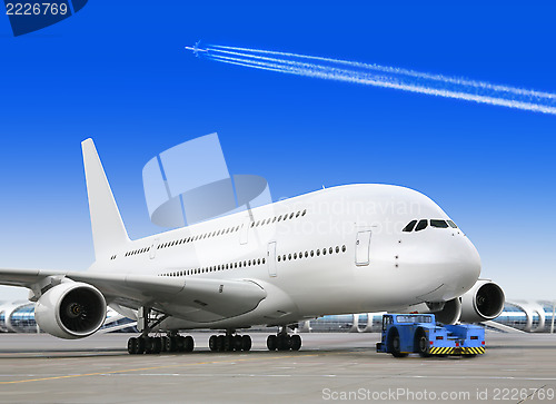 Image of big passenger airplane in airport