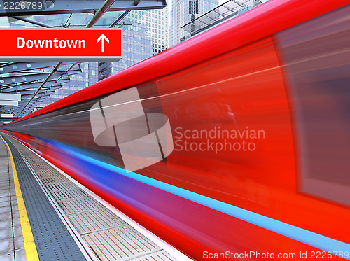 Image of red high speed train