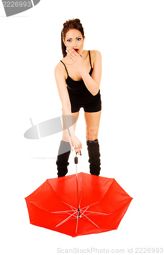Image of Girl with red umbrella.