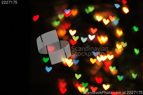 Image of abstract christmas background (color heart lights) 