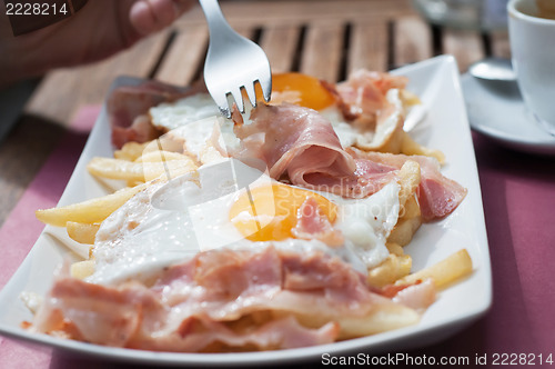 Image of Breakfast with bacon and eggs