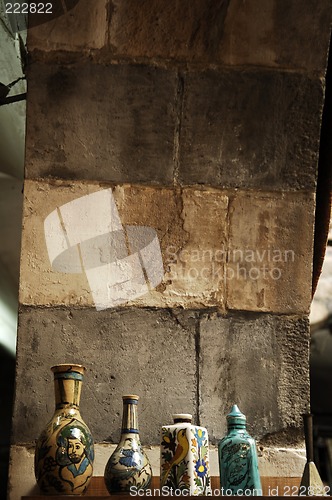 Image of antique lacquer finished earthenware in the old Souq