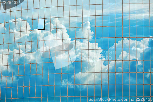 Image of Sky reflected in the skyscraper windows background