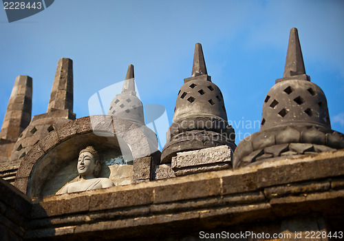 Image of Fragment of stone Borobudur temple in Java, Indonesia.