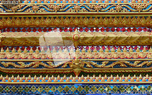 Image of Thailand ornament on walls of buddhistic temple