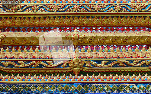 Image of Thailand ornament on walls of buddhistic temple