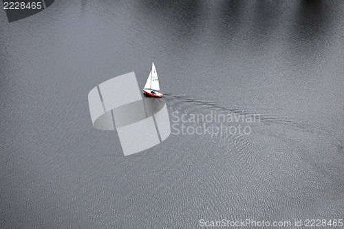 Image of White sailboat in the sea