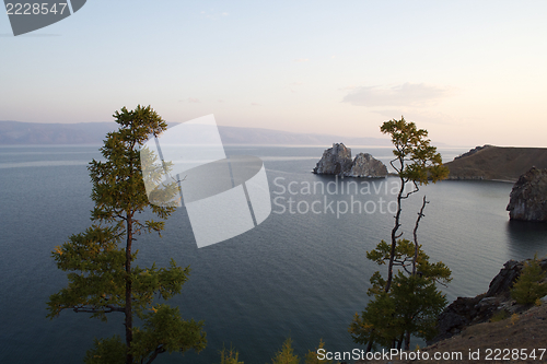 Image of Shamanka-Rock on Olkhon island in Baikal lake, Russia