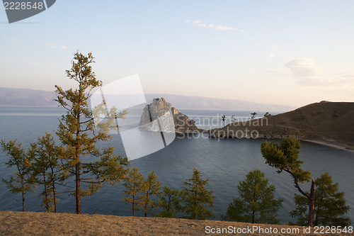 Image of Shamanka-Rock on Olkhon island in Baikal lake, Russia