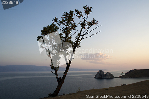 Image of Shamanka-Rock on Olkhon island in Baikal lake, Russia