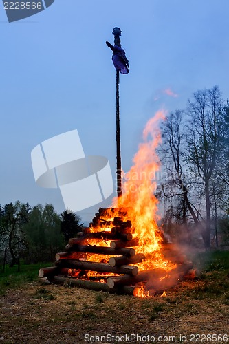 Image of big walpurgis night fire with witch on pile