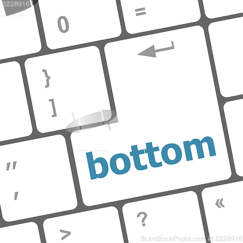 Image of bottom word on computer pc keyboard key