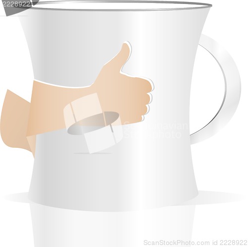 Image of Man holding a cup of coffee, isolated on white