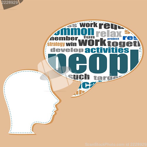 Image of Word cloud business concept with businessman head, career development