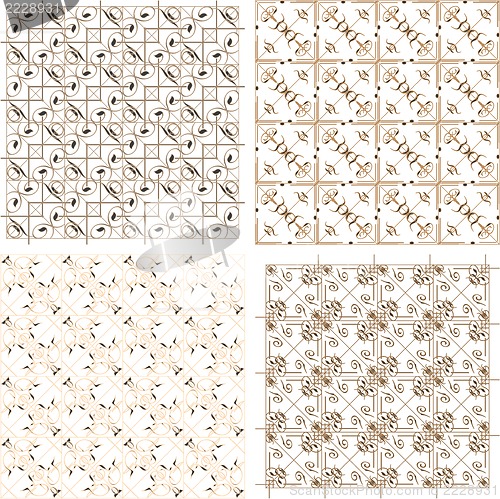 Image of Set of four seamless pattern in retro style