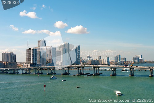 Image of Scenic view on Miami port and bridge