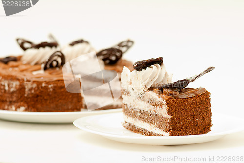 Image of piece of fresh and sweet dessert cakes