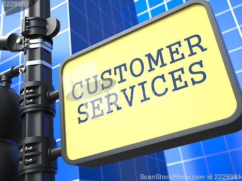 Image of Service Concept. Customer Services Roadsign.