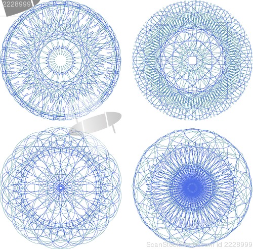 Image of abstract blue circle pattern, mandala set