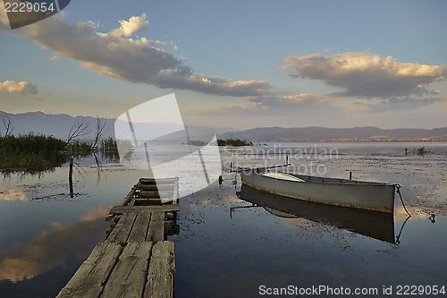 Image of Sunset light over the lake