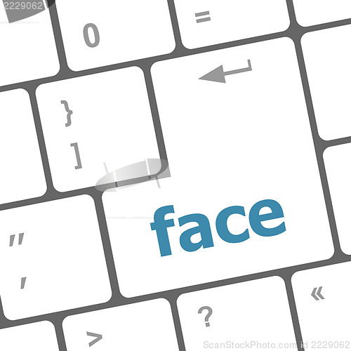 Image of face word on computer pc keyboard key