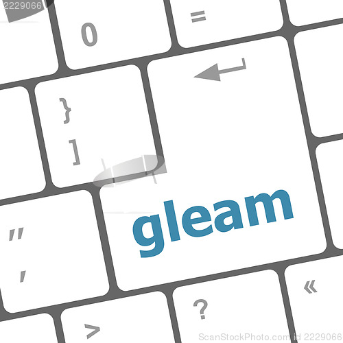 Image of gleam word on computer pc keyboard key