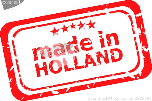 Image of Red rubber stamp of made in holland