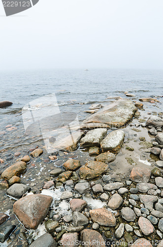 Image of Coast of Baltic sea in a fog