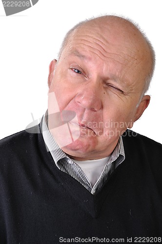 Image of  senior man making faces