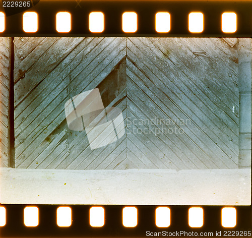 Image of Vintage door and wall on film strip