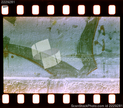 Image of Aged street wall background. Film strip