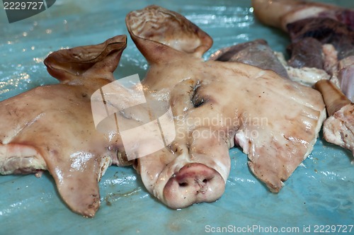 Image of Pig's head chopped off 