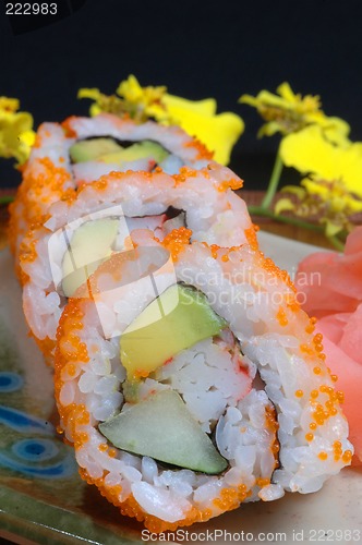 Image of close up California roll