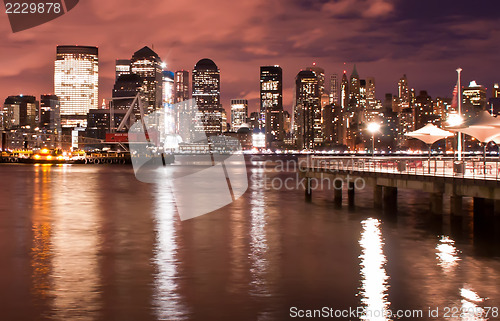 Image of New York City skyline at Night Lights, Midtown Manhattan