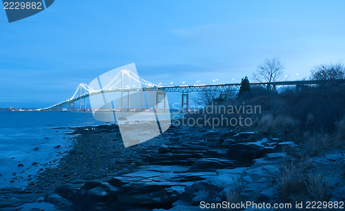 Image of Sunset with Claiborne Pell Bridge in Background  