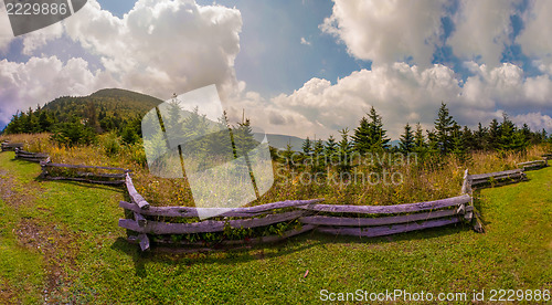 Image of Mountain valley on sunny day. Great Smoky Mountains, North carol