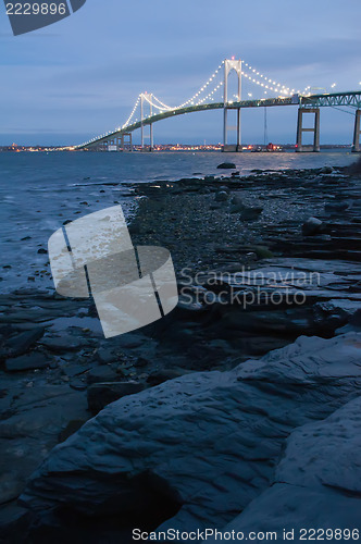 Image of Sunset with Claiborne Pell Bridge in Background  