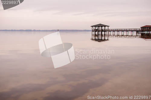 Image of pier on a lake