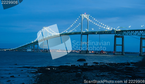 Image of Sunset with Claiborne Pell Bridge in Background  