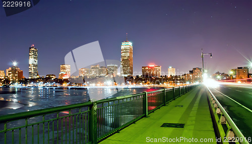 Image of A sunset view of Boston across the Charles River from Cambridge 
