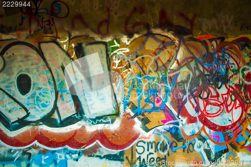 Image of abandoned building walls full of graffiti