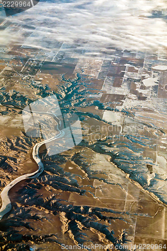 Image of aerial of rocky mountains over montana state