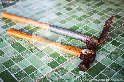 Image of Hand tools after used from gardening job  