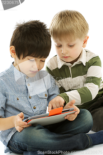 Image of Two Boys with Digital Tablet PC