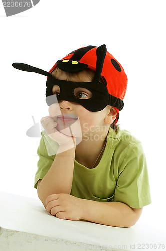 Image of Little Boy in Ladybug Hat