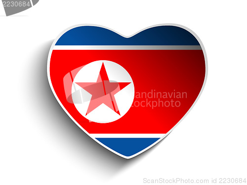 Image of North Korea Flag Heart Paper Sticker