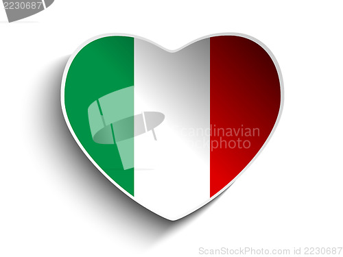 Image of Italy Flag Heart Paper Sticker