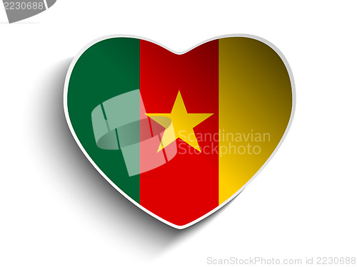 Image of Cameroon Flag Heart Paper Sticker